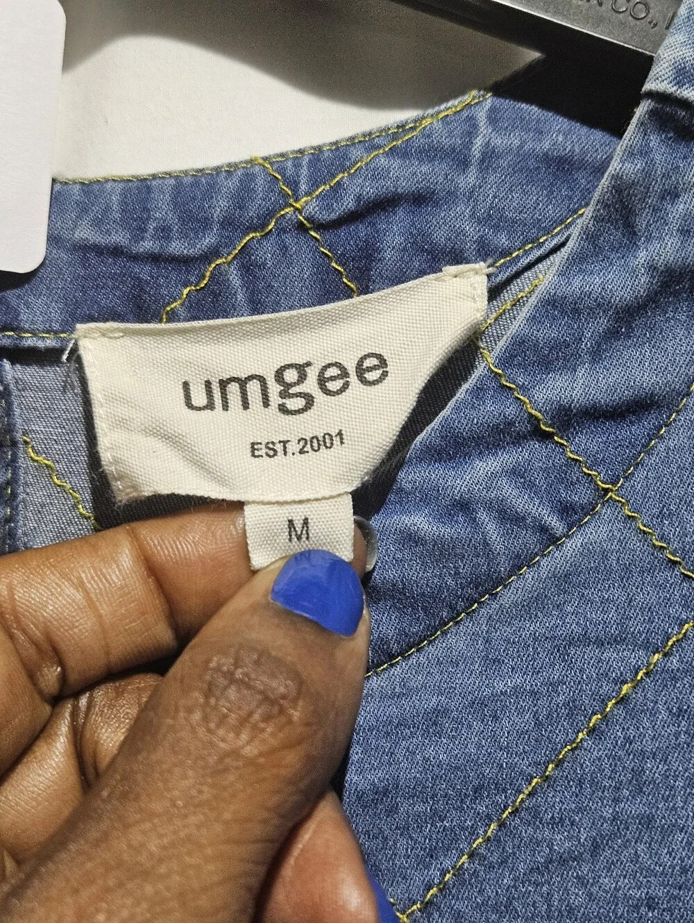 Umgee Denim Blue Short Sleeve Shift Dress With Pockets - Picture 7 of 8